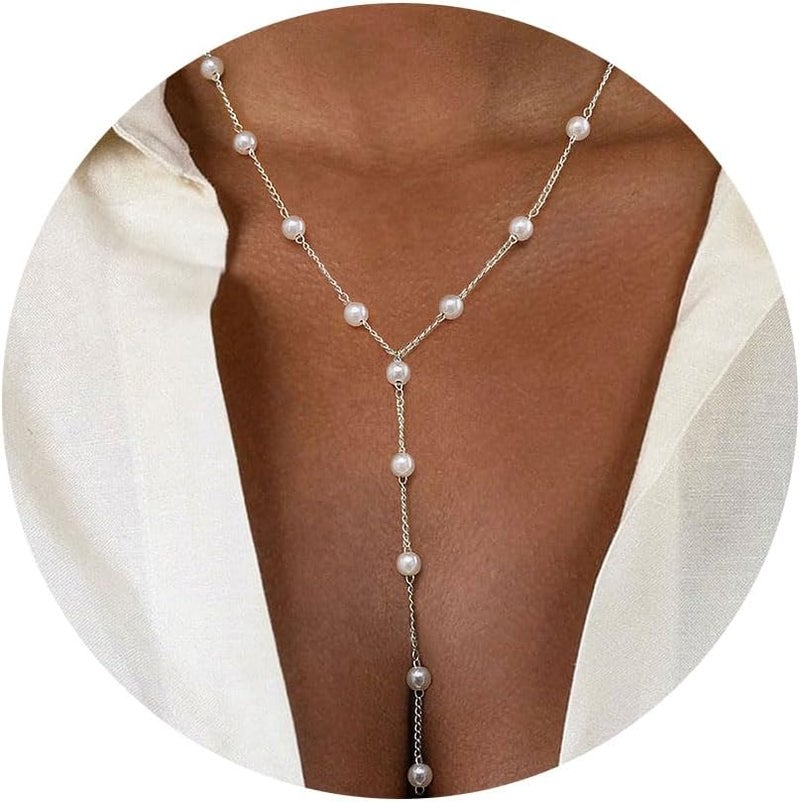 VRIUA Pearl Necklaces for Women - 14k Gold Plated Dainty Pearl Necklace with CZ Diamond Minimalist Wedding Bridal Jewelry Gift for Her - Image 1